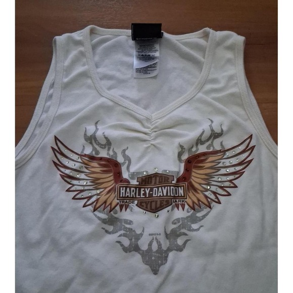 Womens Harley‎ Davidson Motorcycle Ruched Sleeveless Tanktoo Shirt - Picture 3 of 8